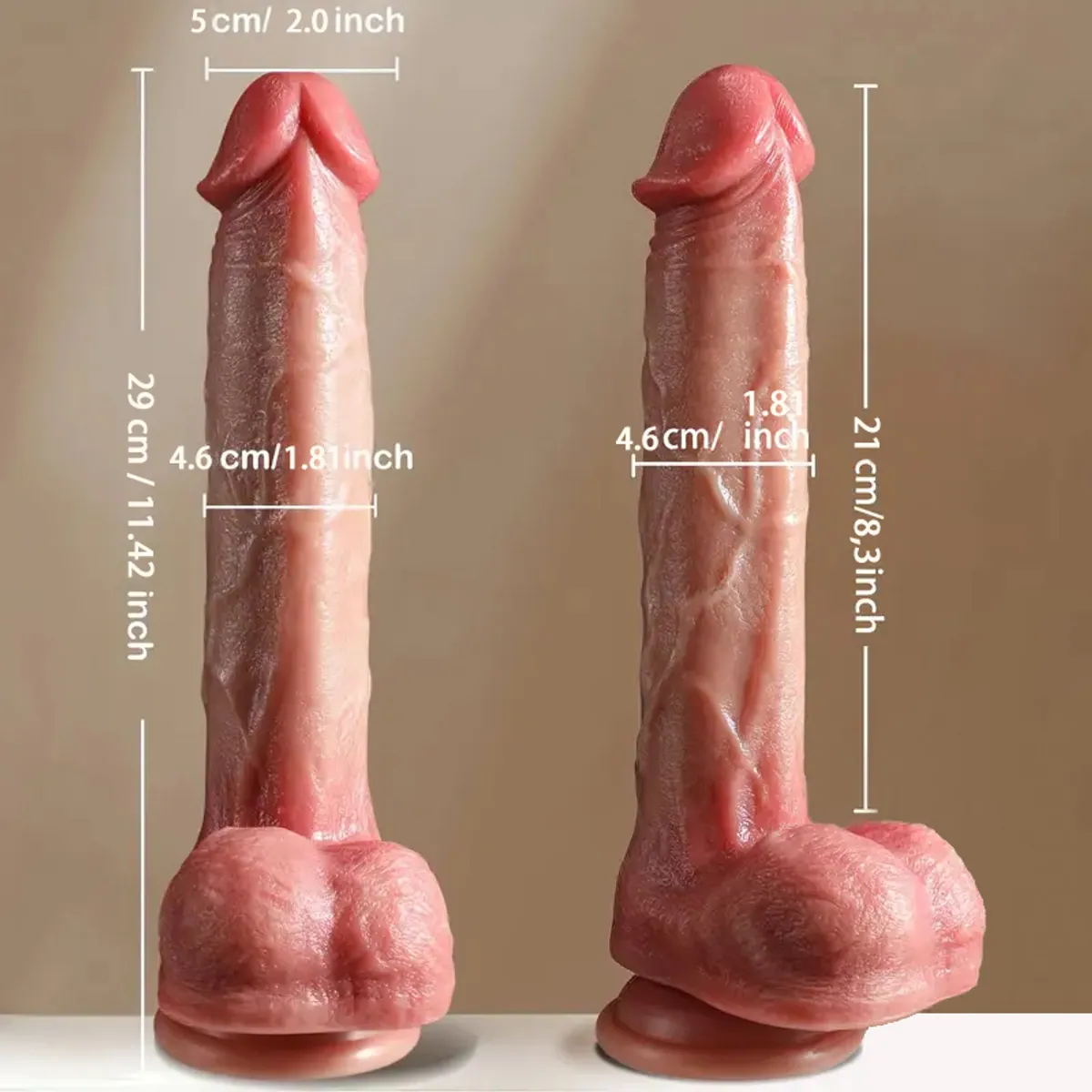 Manual Realistic Dildo — 4.6 × 21 cm, 810 g